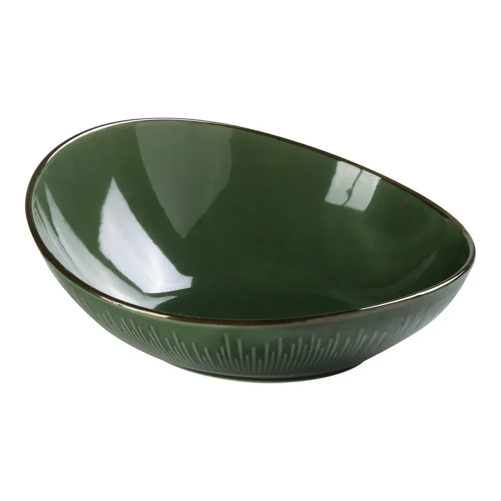 Yanco China green chinaware round sheer bowl, durable reusable catering serveware, perfect for medium salad servings and fresh seasonal dishes.