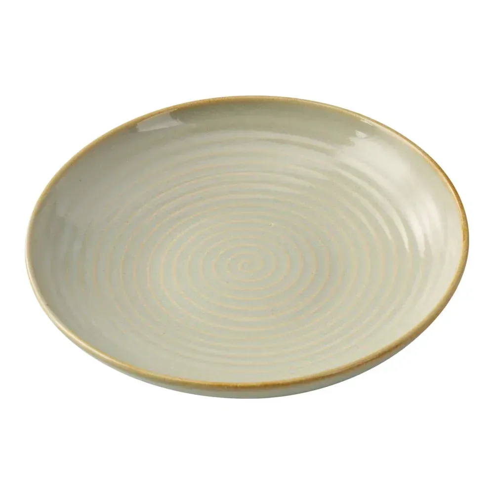 Large thirty ounce Golden Coast salad bowl from Yanco China, with concentric rings for refined presentation of generous salad portions.