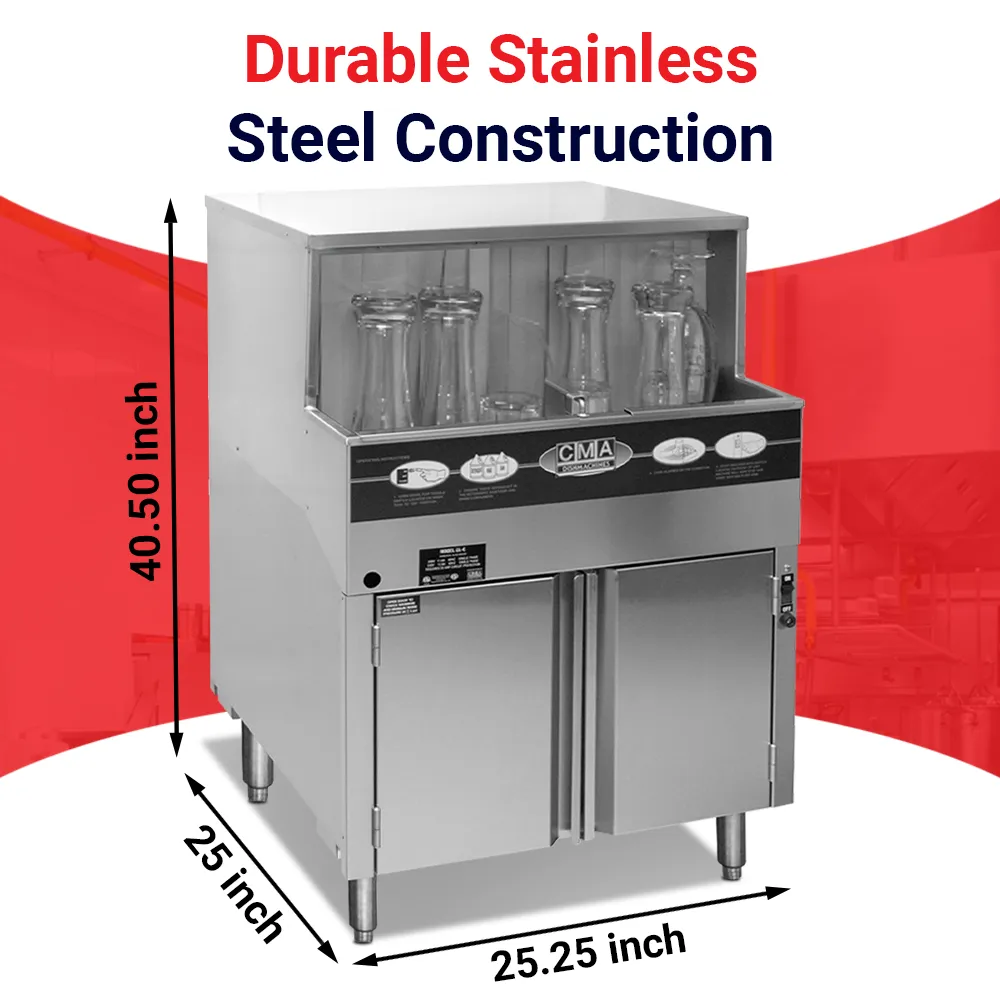 Low-temp chemical sanitizing CMA undercounter glasswasher with ScrapTrap for hotel barsquiet undercounter design ensures clean glassware and efficient workflow.