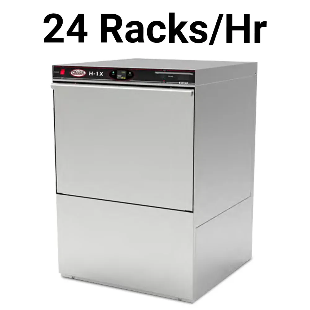 High-temp fill and dump CMA undercounter dishwasher with built-in dispenser, sanitizing cookware and utensils quickly for hotels, cafes, and caterers.