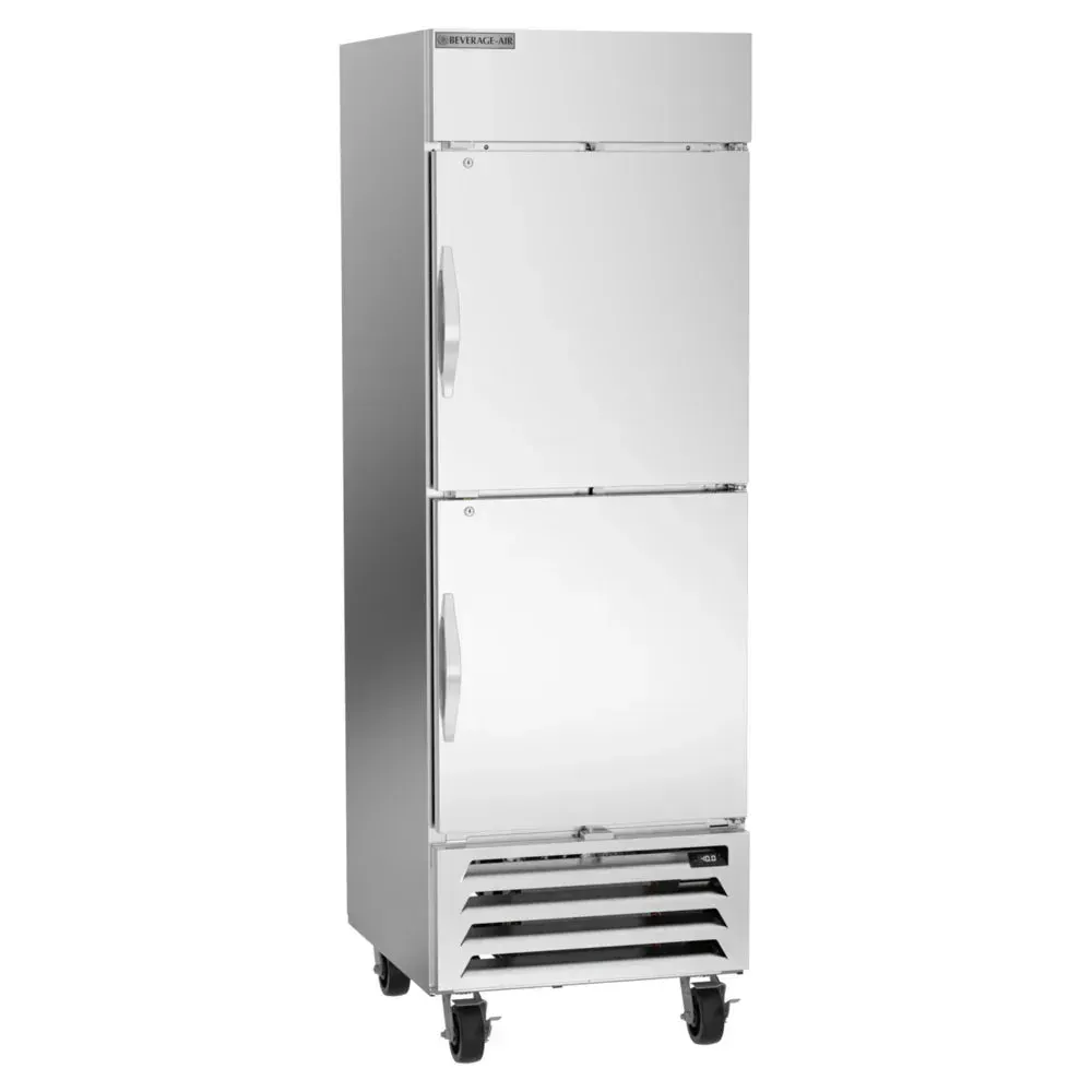 Beverage-Air half solid door reach-in freezer with bottom-mount refrigeration designed for reliable cold storage in limited vertical spaces.