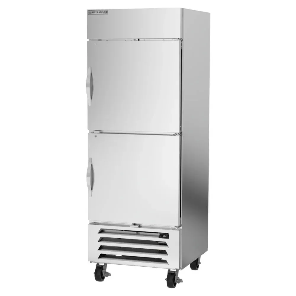 Beverage-Air half door bottom-mounted reach-in freezer ideal for compact spaces needing flexible frozen food organization and quick access.