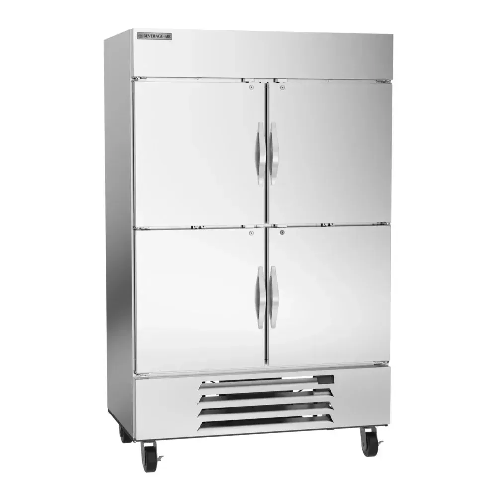 Beverage-Air bottom-mounted solid half-door reach-in freezer for restaurants preserves frozen foods efficiently while minimizing cold air loss.