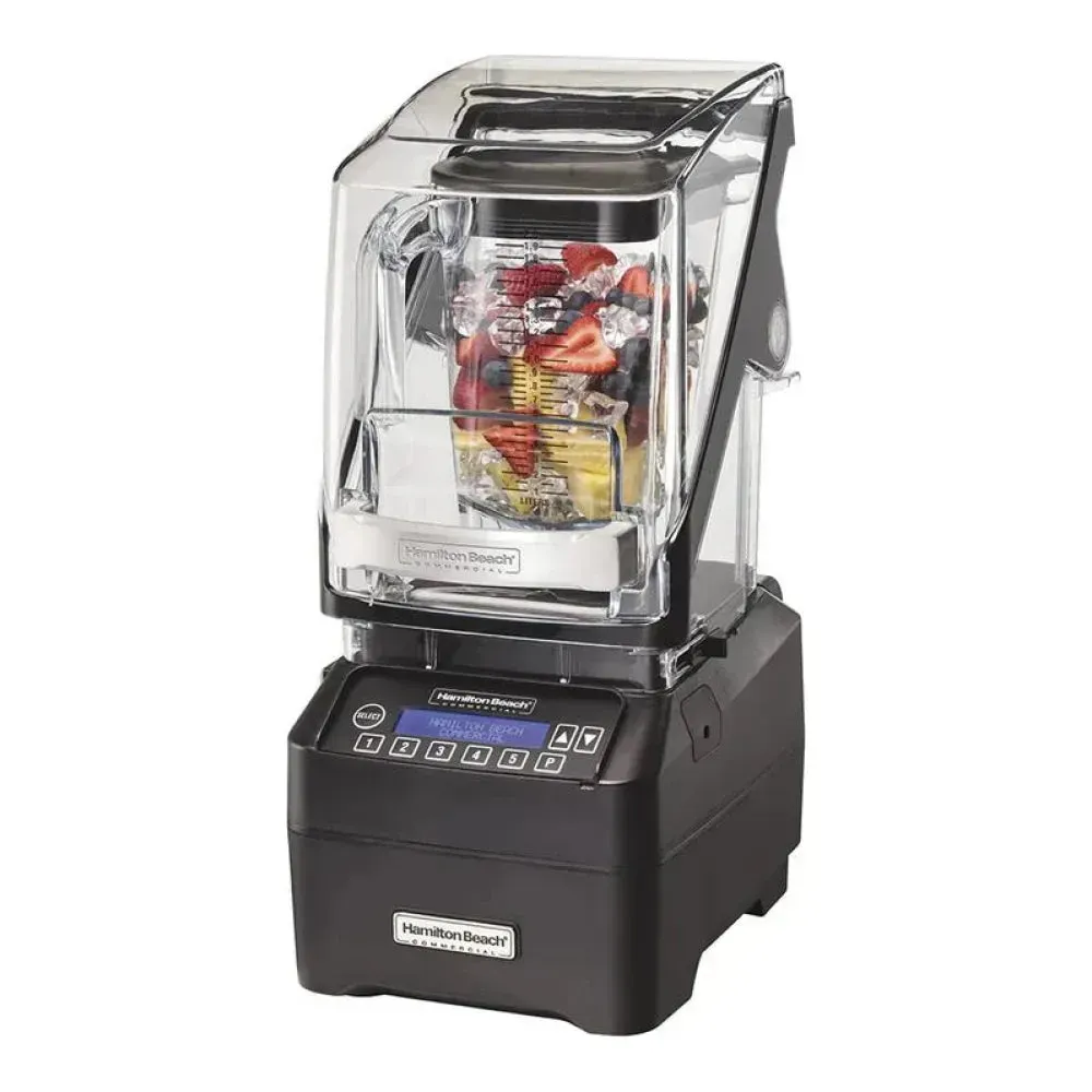 Hamilton Beach blender pairs mighty motor with large jar to crush ice and blend fruit effortlessly for cafés demanding speed and smooth texture.