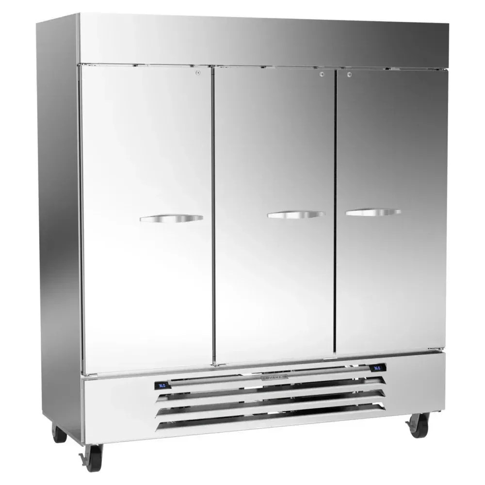 Beverage-Air eco-friendly dual temperature reach-in refrigerator freezer for hotels provides versatile storage with hydrocarbon cooling technology.