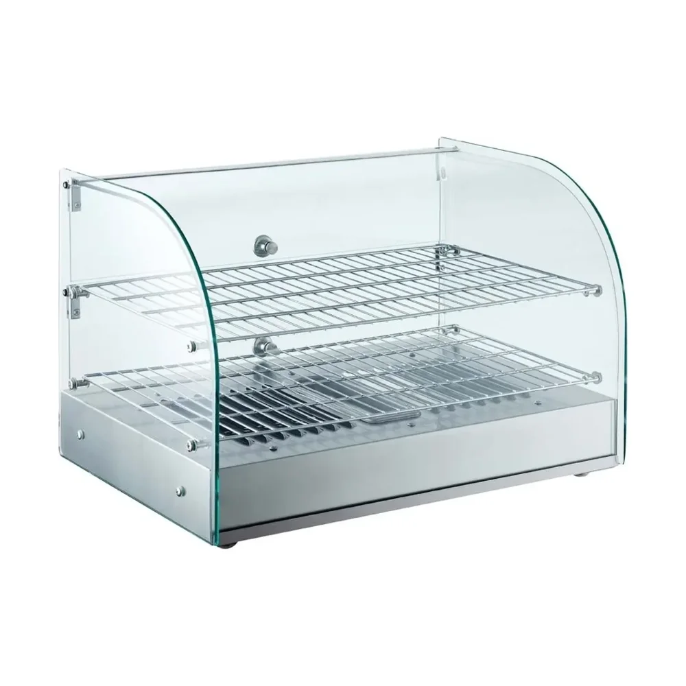 Marchia 22" Countertop Curved Glass Hot Food Display Warmer, 110V