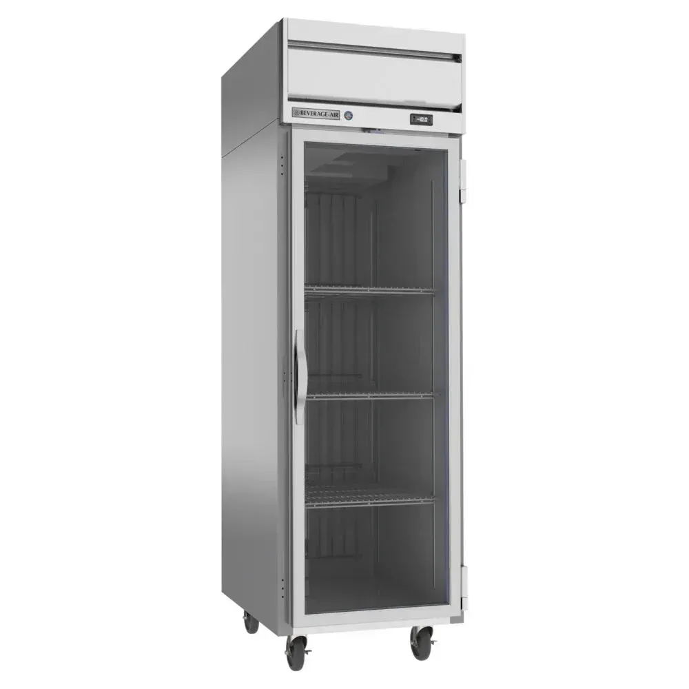 Beverage-Air compact glass door reach-in freezer for hotel kitchens provides frozen-item visibility with sleek design and dependable performance.