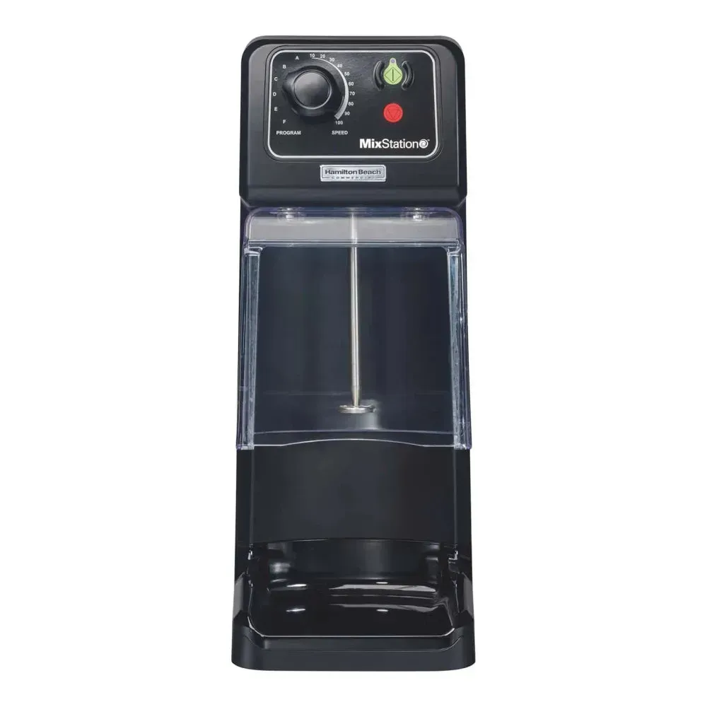MixStation drink mixer by Hamilton Beach with three-quarter horsepower motor and programmable speed dial, built for precision and commercial use.