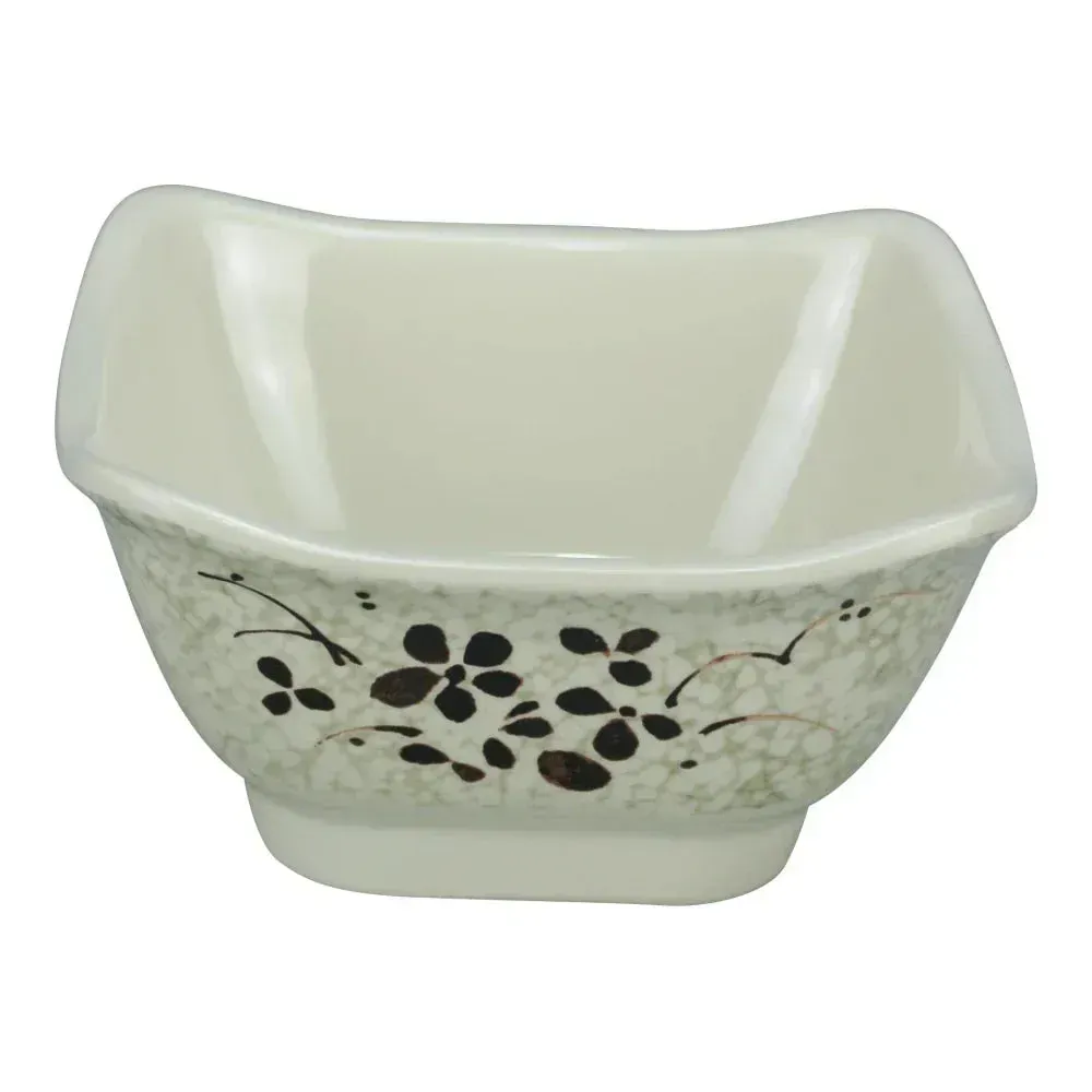 Yanco China beige melamine square bowl durable and reusable, perfect for commercial catering, bulk restaurant supply, and versatile serving uses