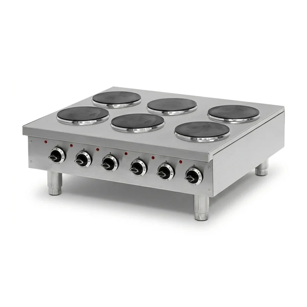 Pegasus HP-36E 36" Electric Countertop Range, 6 Burners, 208V, 3 Phase