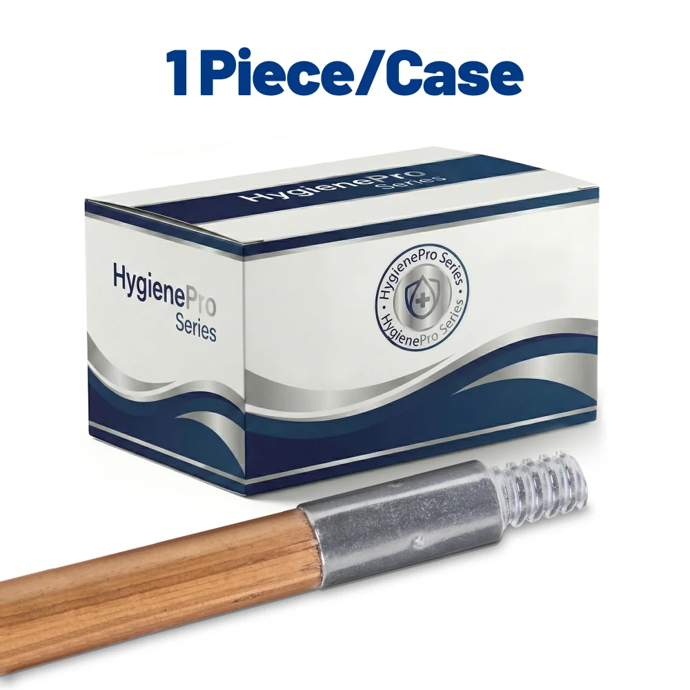 HygienePro Series 60" x 15/16" Metal Thread Wood Handle, Clear, Lacquered Handle