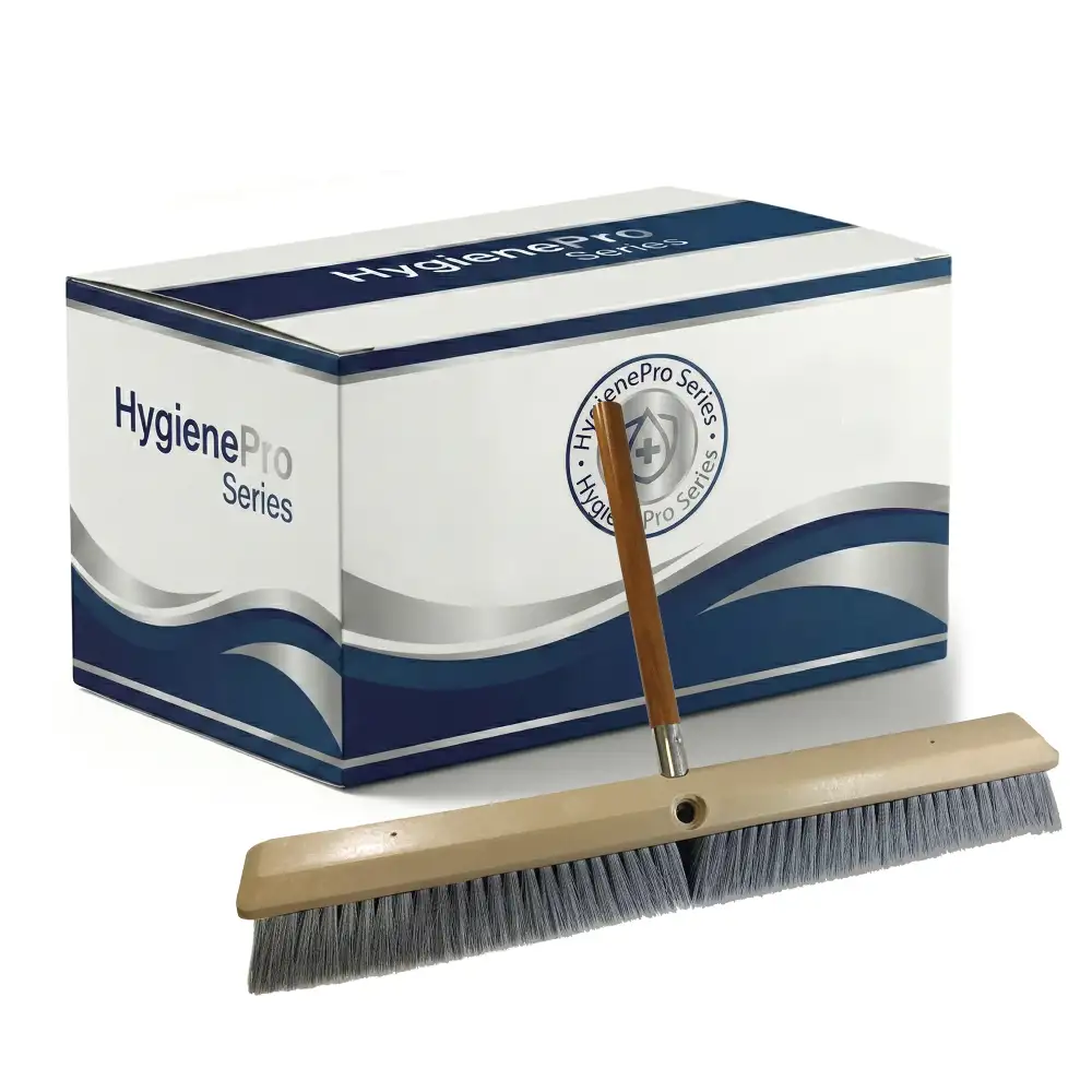 HygienePro Series 24" Gray Flagged Wood Block Push Broom