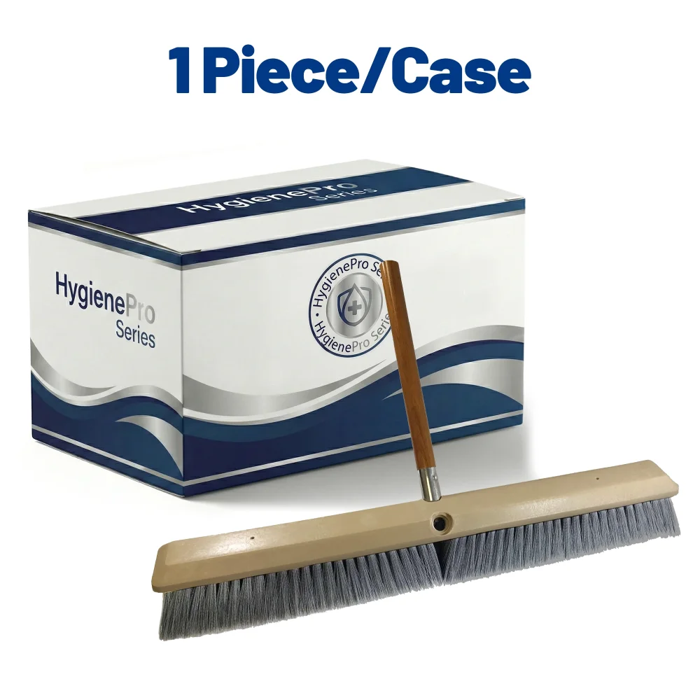 HygienePro Series 24" Gray Flagged Wood Block Push Broom