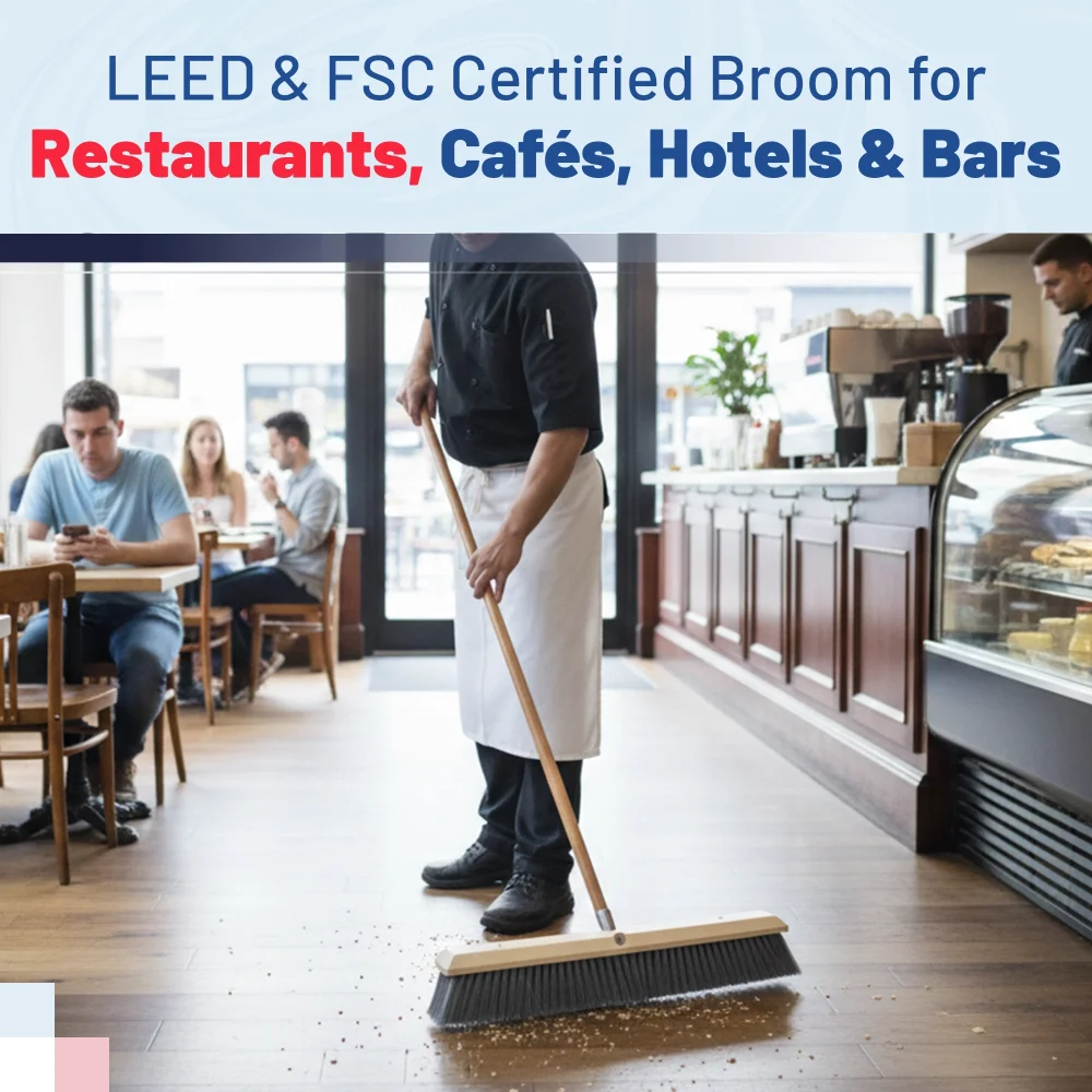 HygienePro Series 24" Gray Flagged Wood Block Push Broom