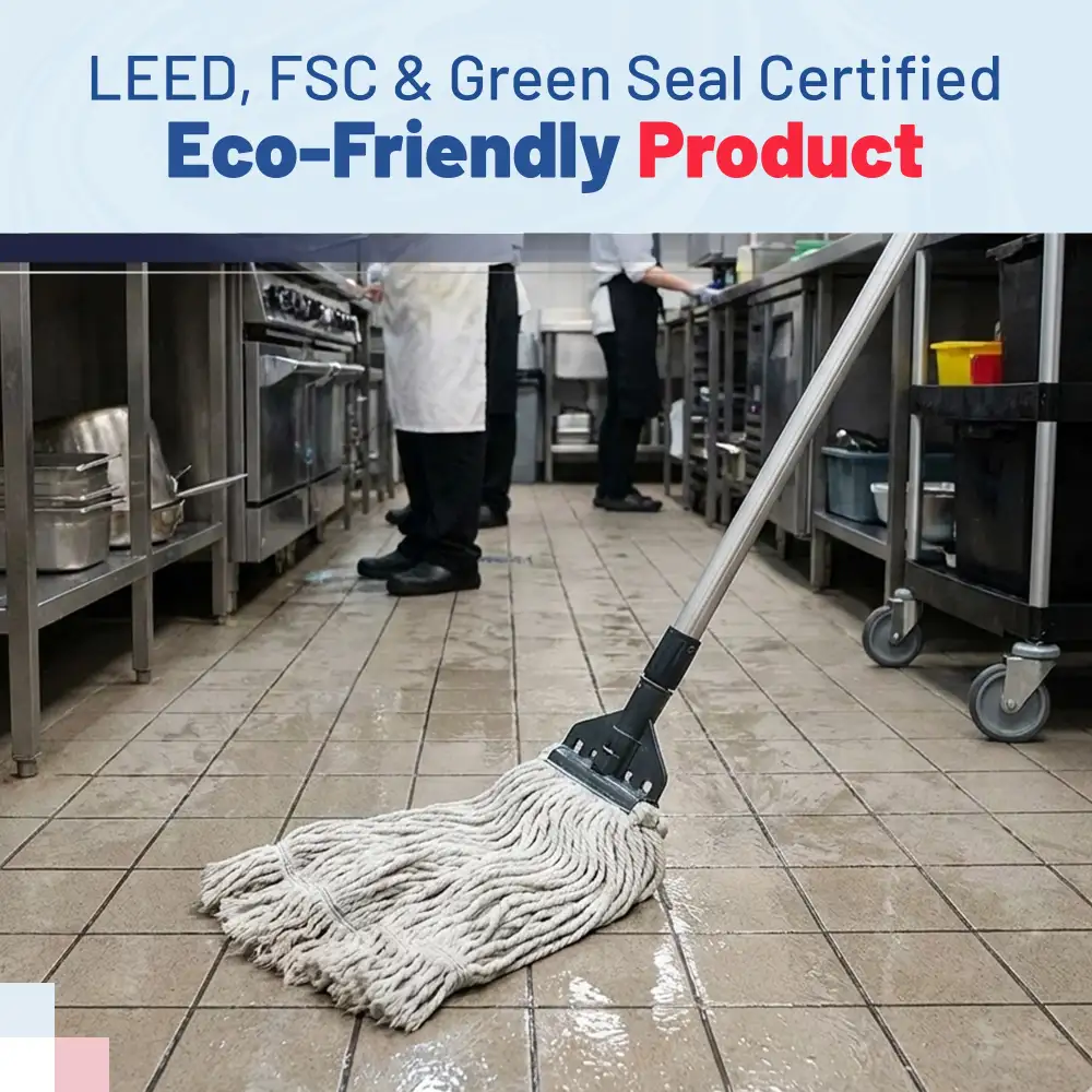 HygienePro Series Cotton Screw Type Mophead 24 With Layflat TE and Ring, 12/Case