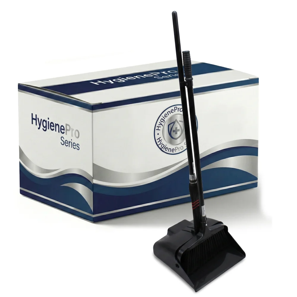 HygienePro Series Lobby Dust Pan with 36" Metal Handle, Black