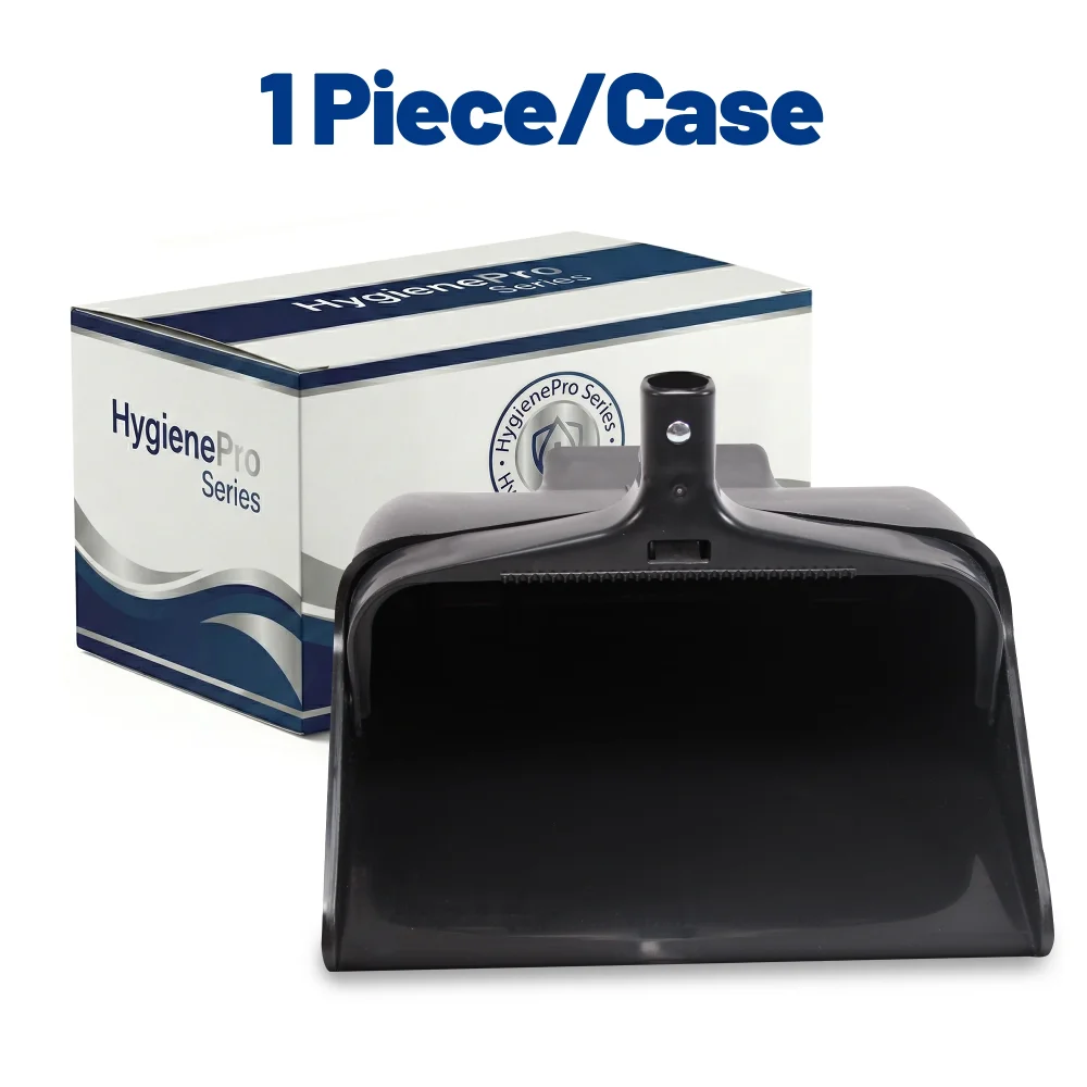 HygienePro Series Lobby Dust Pan with 36" Metal Handle, Black