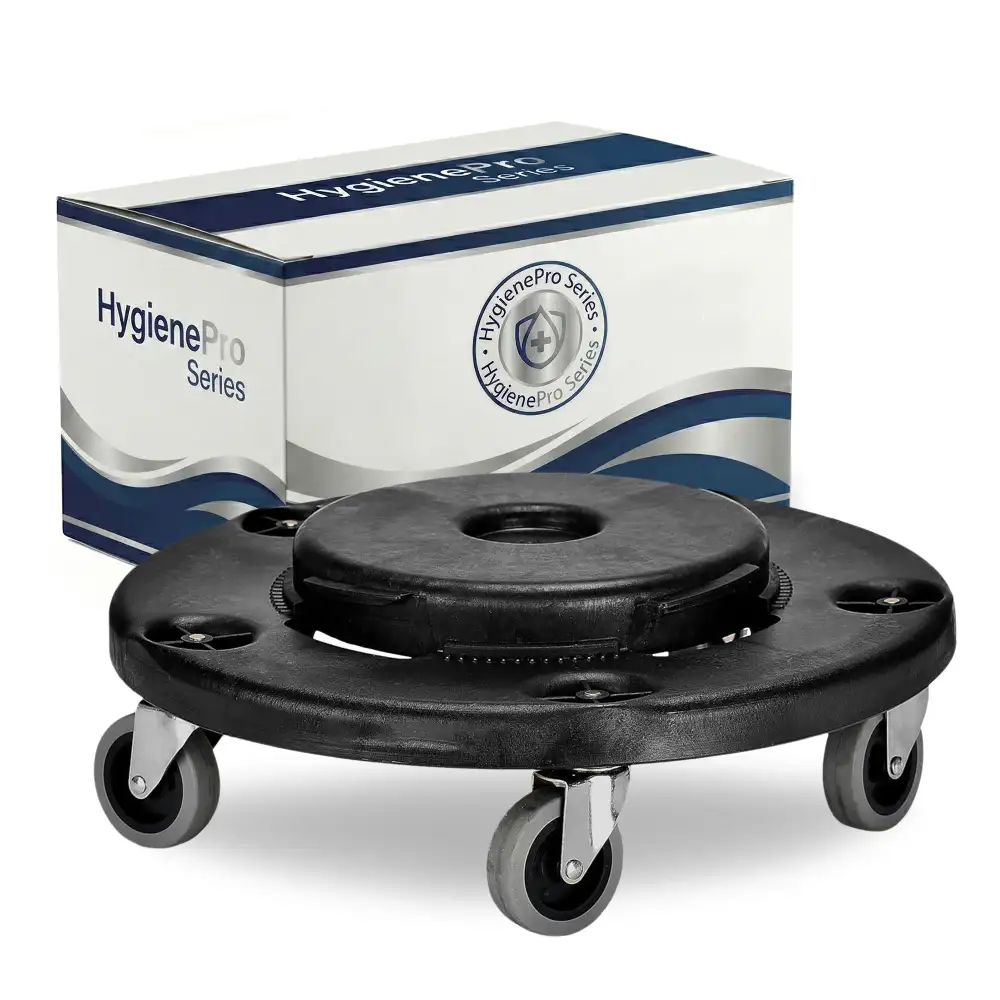 HygienePro Series Universal Dolly for 32, 44, 55 Gal For Round Waste Receptacles, Black