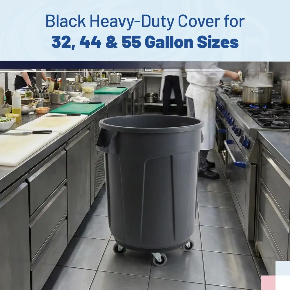 HygienePro Series Universal Dolly for 32, 44, 55 Gal For Round Waste Receptacles, Black