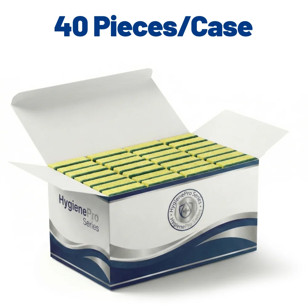 HygienePro Series 3.5" x 3.5" Size Med Scrub Sponge, Green / Yellow, 40/Case