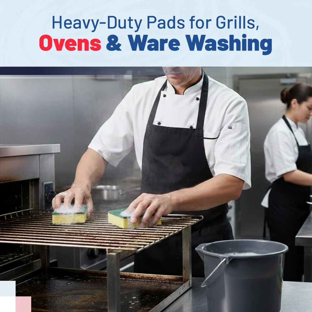 HygienePro Series 3.5" x 3.5" Size Med Scrub Sponge, Green / Yellow, 40/Case