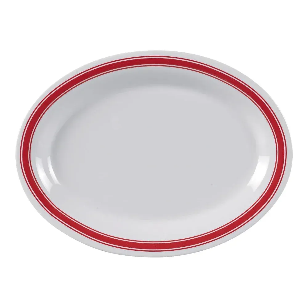 Yanco China classic oval white melamine platter perfect for serving mains or shared dishes, bringing sleek simplicity to catered dining arrangements