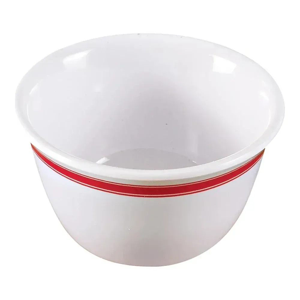 Yanco China durable white melamine bouillon cup perfect for soups, sauces, or hot drinks, bringing practical elegance to buffet or catered service
