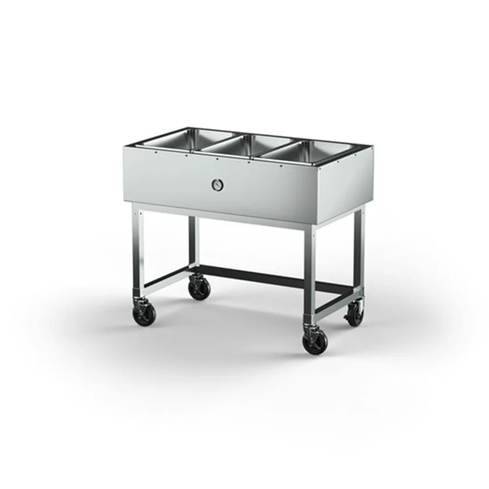AyrKing IB4224B241T 42" Stainless Steel Ice Bath Cart, Holds 3 Full Size Pans