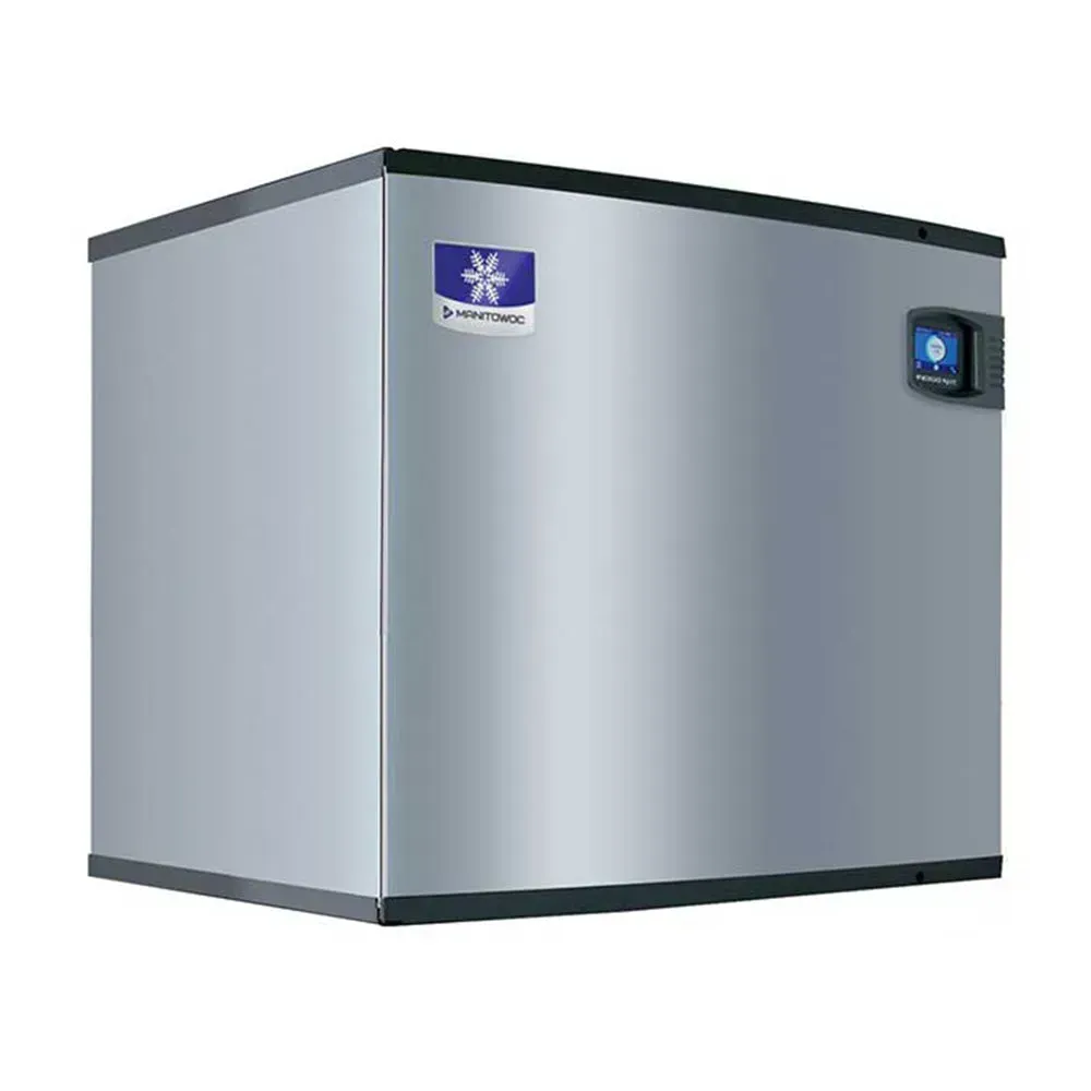 Cube Manitowoc ice machine head in stainless steel finish, modular design without storage bin, suited for large-scale applications.