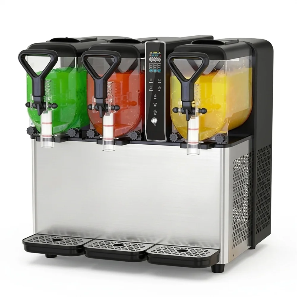 IceVault Series Granita / Slushy / Frozen Beverage Dispenser, Triple 1.05 Gallon Bowls, 580W