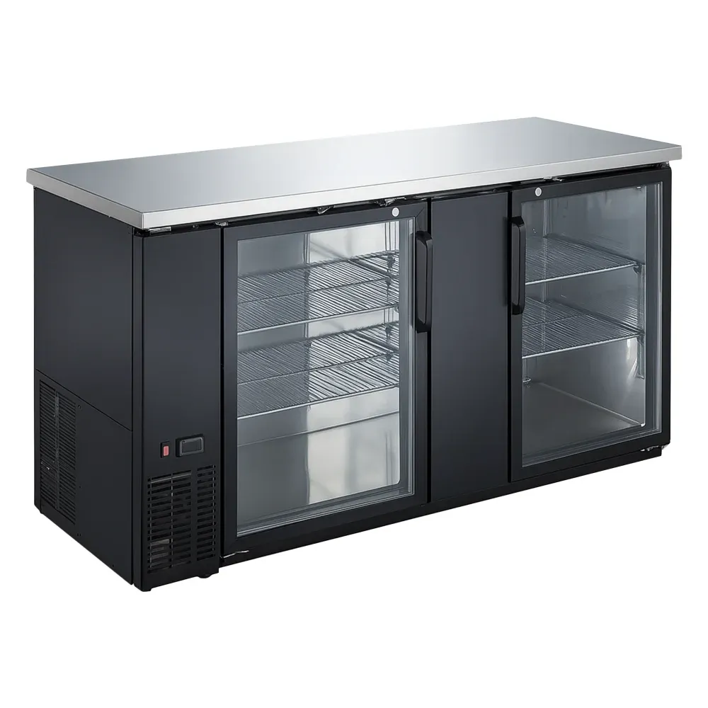 IceVault Series 69” Back Bar Cooler, 2 Glass Doors, 1 Year Warranty