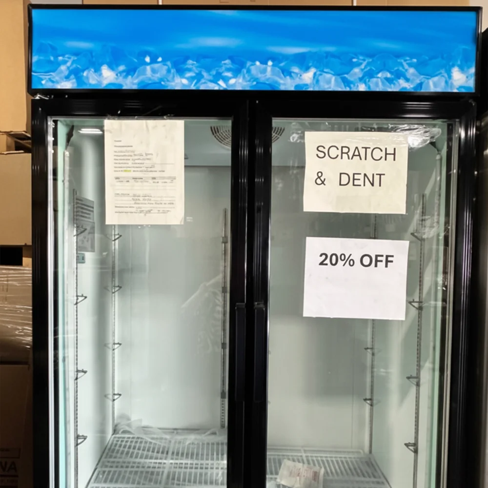 Used 53" Glass Door Merchandiser Refrigerator, 45 Cu. Ft., 2 Swing Doors, 1 Year Warranty