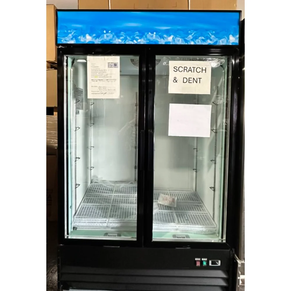 Used 53" Glass Door Merchandiser Refrigerator, 45 Cu. Ft., 2 Swing Doors, 1 Year Warranty