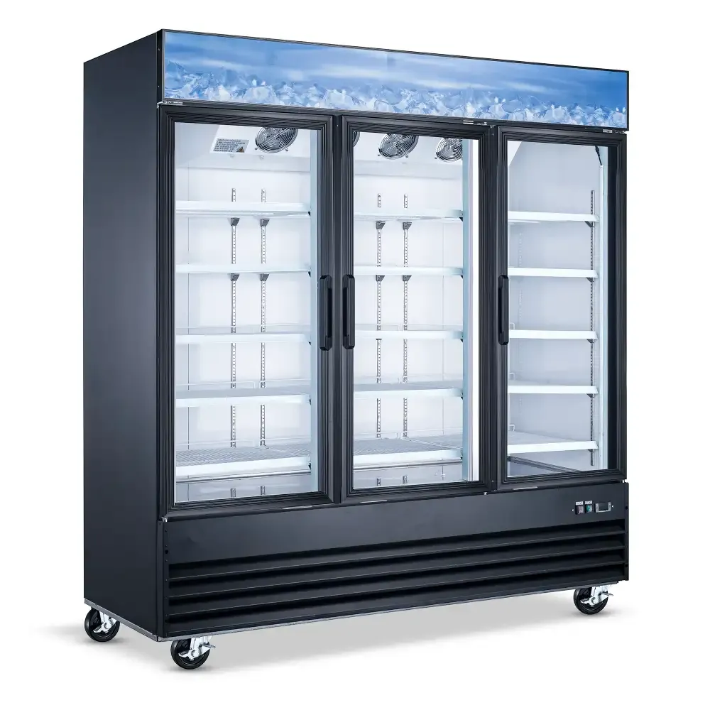 IceVault Series 78" Glass Door Merchandiser Refrigerator, 53 Cu. Ft., 3 Swing Doors, 1 Year Warranty