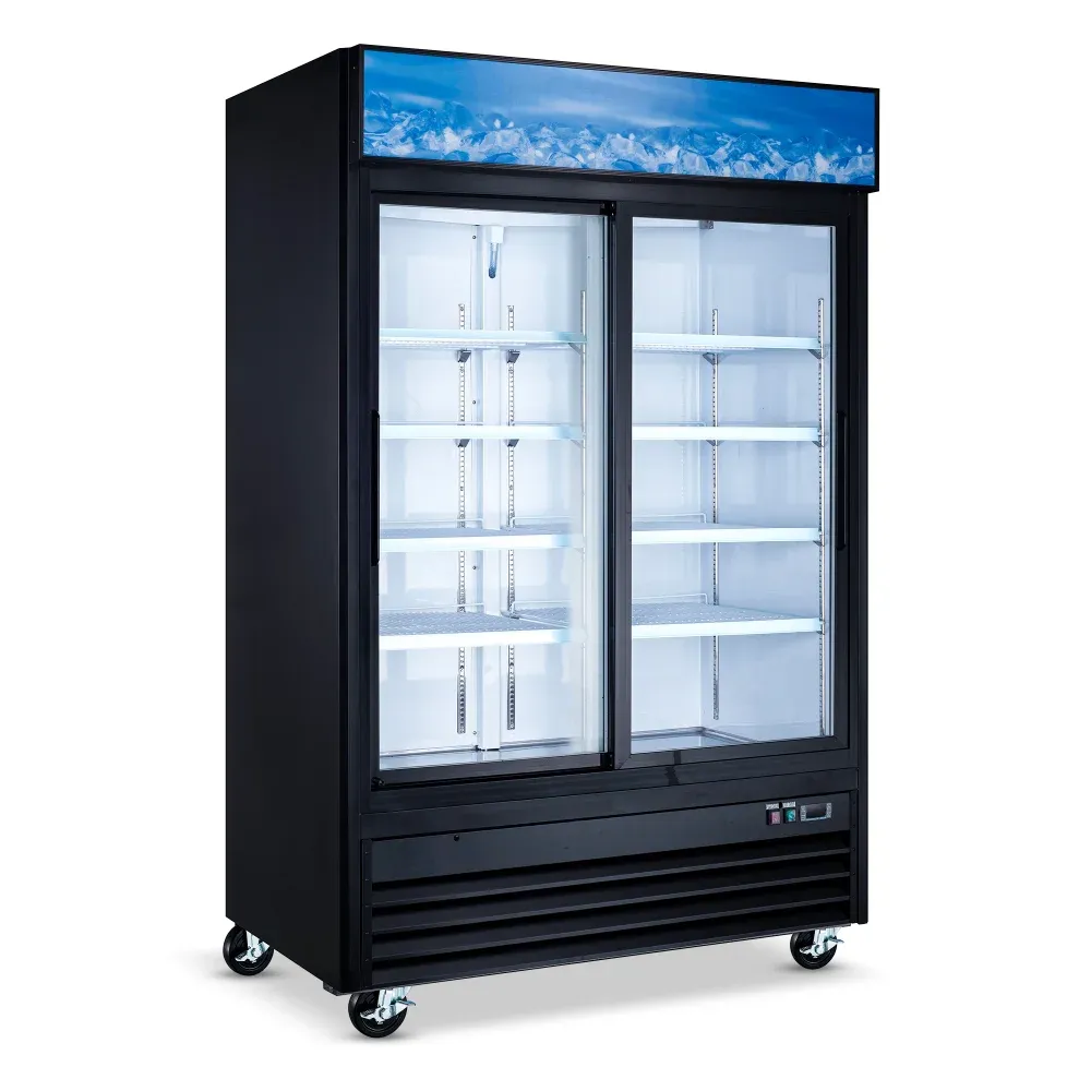 IceVault Series 53" Glass Door Merchandiser Refrigerator, 45 Cu. Ft., 2 Sliding Doors, 1 Year Warranty