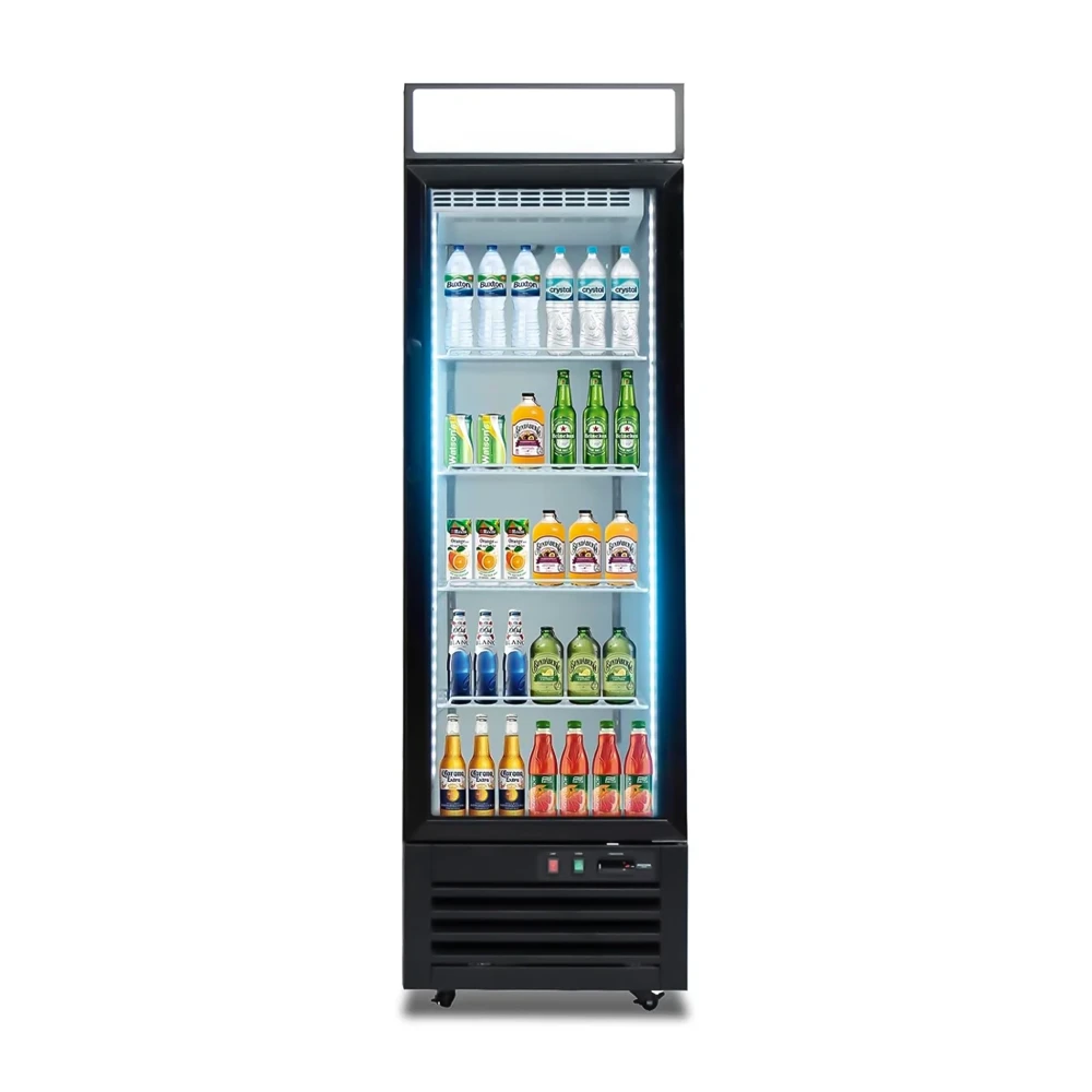 Platinum Frost Series 24" Commercial Reach-In Merchandiser Refrigerator, 13 Cu.ft, 1 Glass Door, 4 Shelves, 33°F to 41°F, 115V