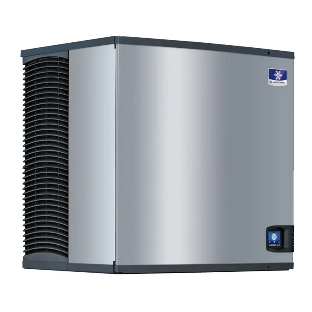 Manitowoc remote condenser half-size cube ice machine in stainless finish with front vents, no bin, ideal for busy kitchens and heavy-duty ice demands