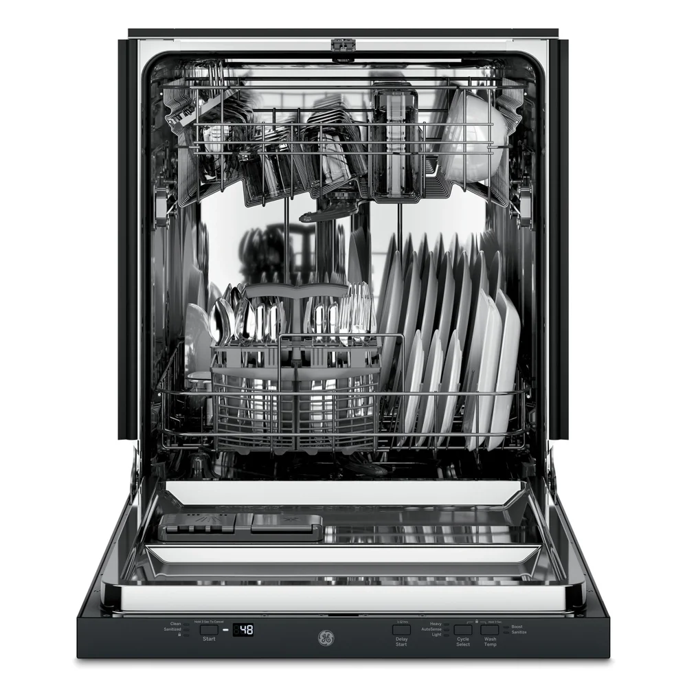 GE GDT225SGLBB 24" Dishwasher with Sanitize Cycle, ADA Compliant, Stainless Steel Interior, Black