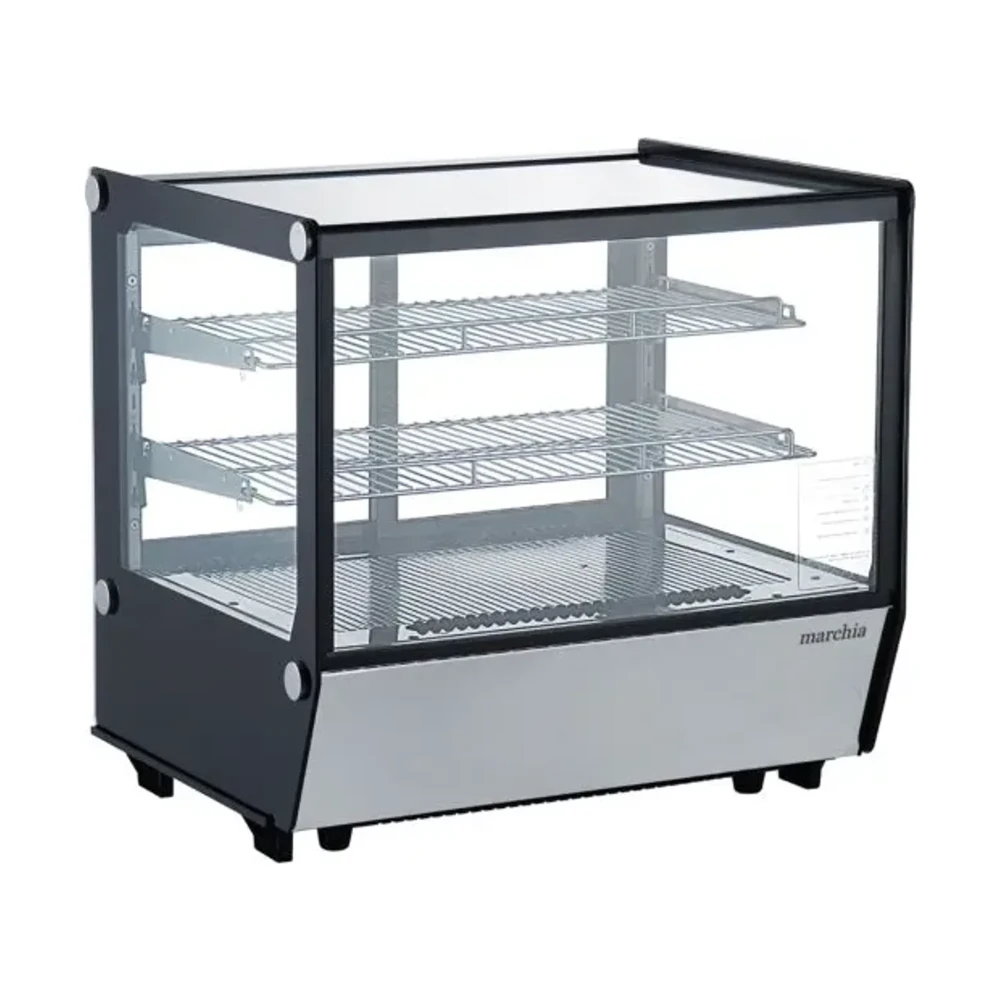 Marchia 28" Straight Glass Refrigerated Bakery Display Case, Black, 110-120V