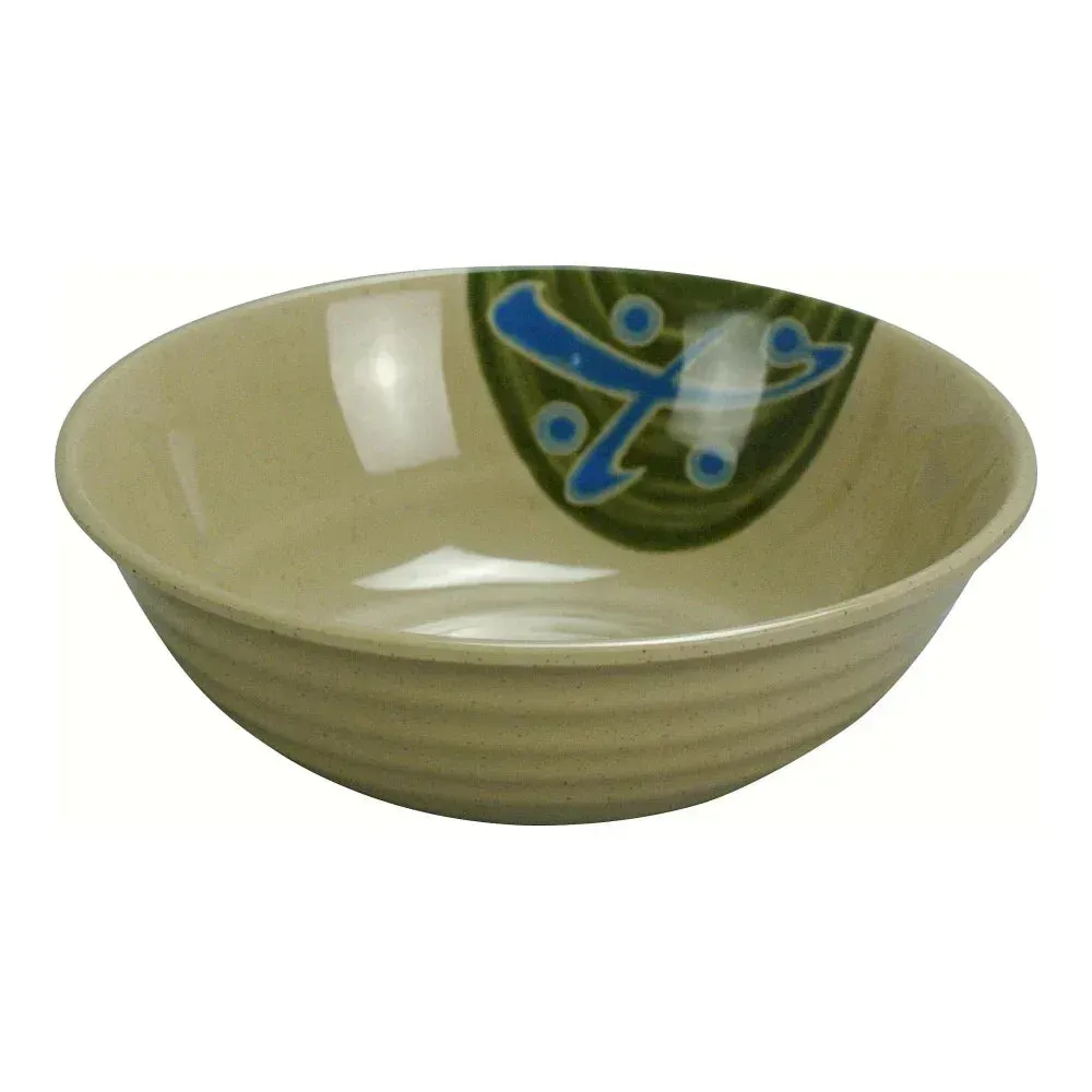 Yanco China wide sand melamine pasta bowl for colorful noodle dishes, broad surface for artistic plating and perfect sauce distribution.