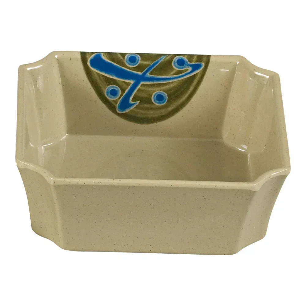 Yanco China square sand melamine side dish for stylish presentation of appetizers or condiments, featuring straight edges and neutral sand tone.