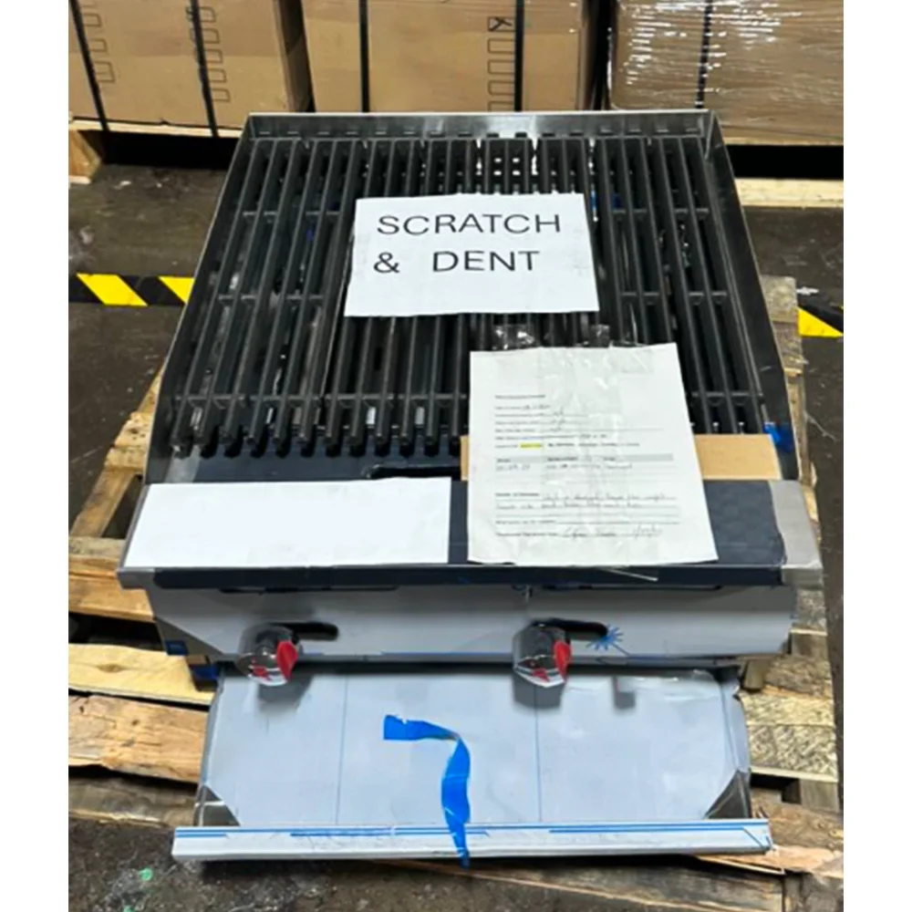 Used 24" Charbroiler with 2 Burners, Liquid Propane, 70,000 BTU, 1 Year Warranty