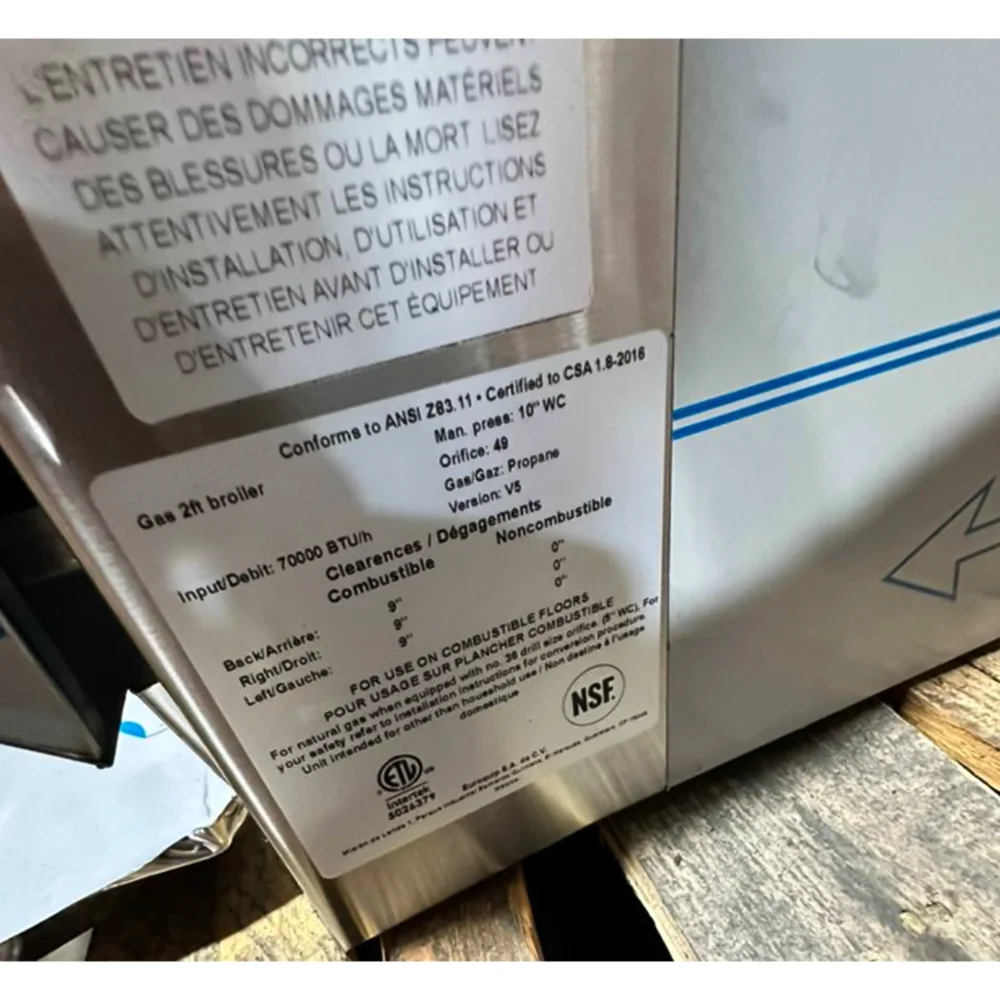 Used 24" Charbroiler with 2 Burners, Liquid Propane, 70,000 BTU, 1 Year Warranty