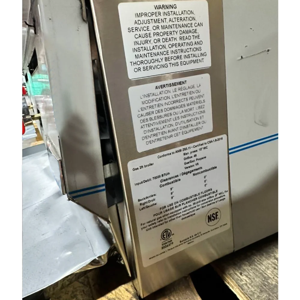 Used 24" Charbroiler with 2 Burners, Liquid Propane, 70,000 BTU, 1 Year Warranty