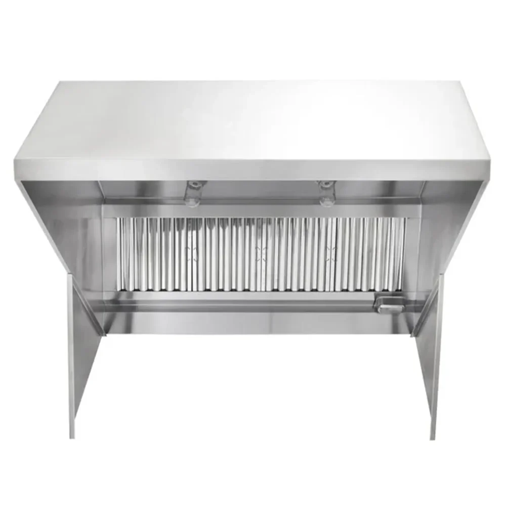 KitchenCore Series 16 ft Commercial Kitchen Hood System Type 1 with Fire Suppression, 48" Deep, 18-Gauge, Stainless Steel, 1.5 HP, Roof Mounted