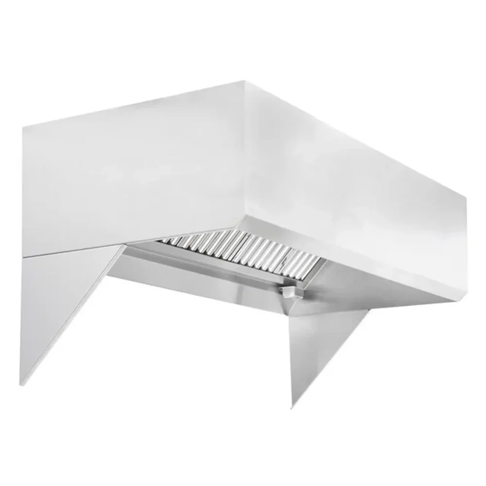 KitchenCore Series 16 ft Commercial Kitchen Hood System Type 1 with Fire Suppression, 48" Deep, 18-Gauge, Stainless Steel, 1.5 HP, Roof Mounted