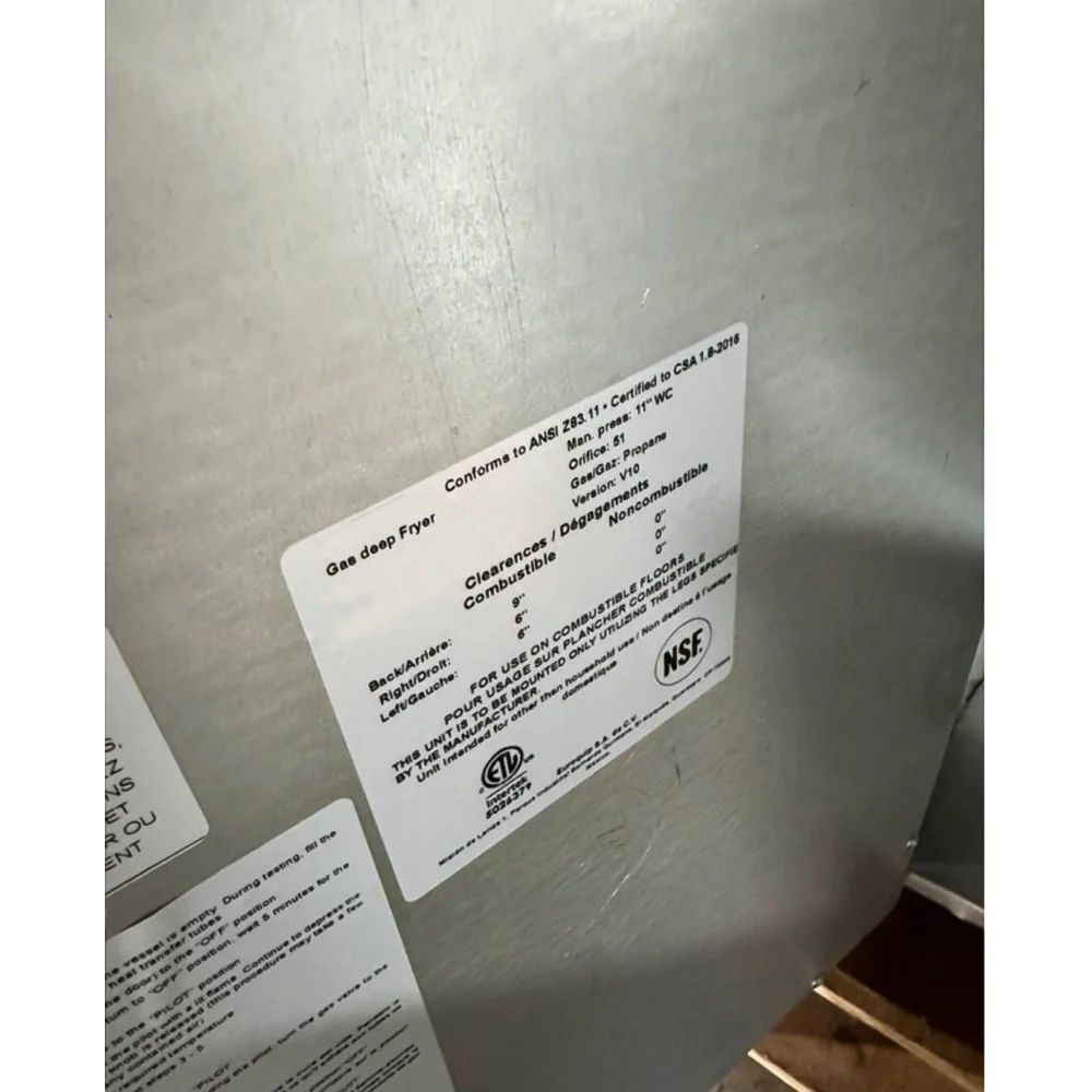 Used  40 lbs Commercial Gas Fryer, Liquid Propane, 105,000 BTU, 1 Year Warranty