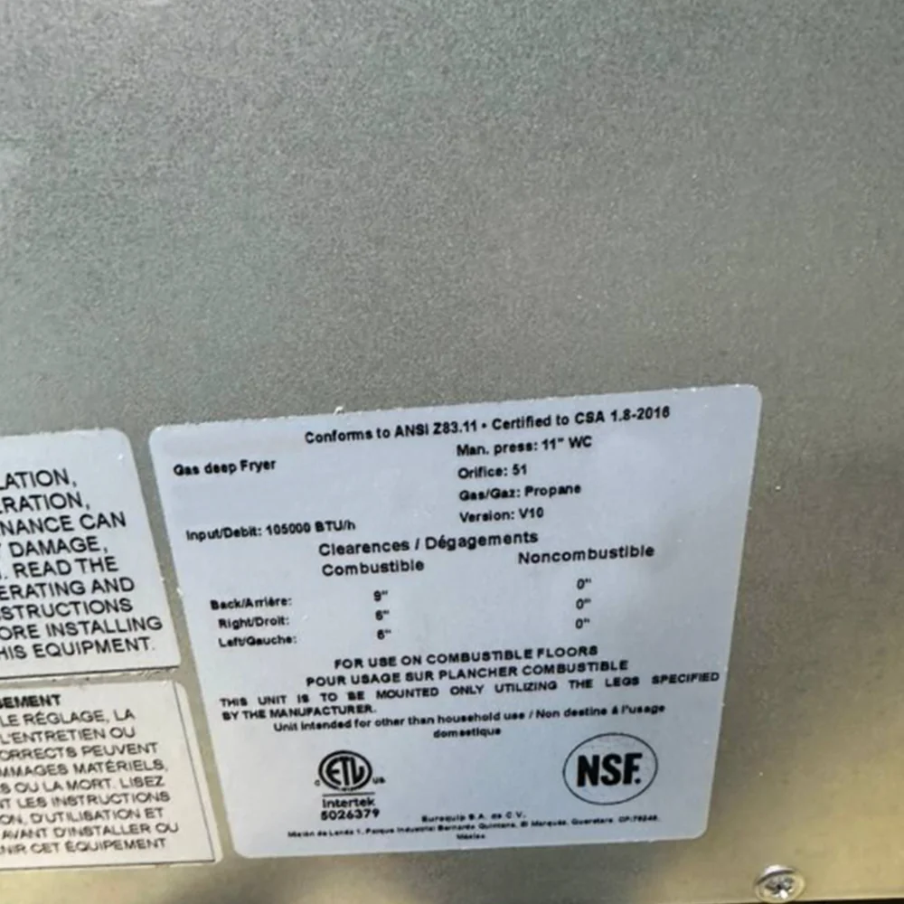 Used  40 lbs Commercial Gas Fryer, Liquid Propane, 105,000 BTU, 1 Year Warranty