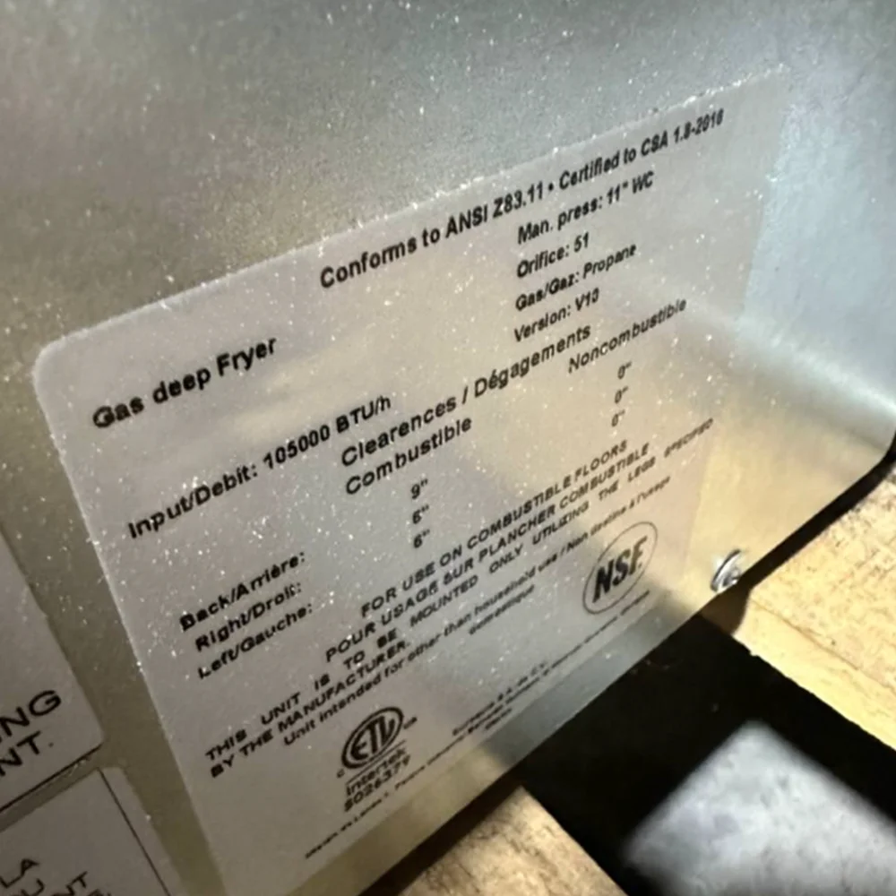 Used  40 lbs Commercial Gas Fryer, Liquid Propane, 105,000 BTU, 1 Year Warranty