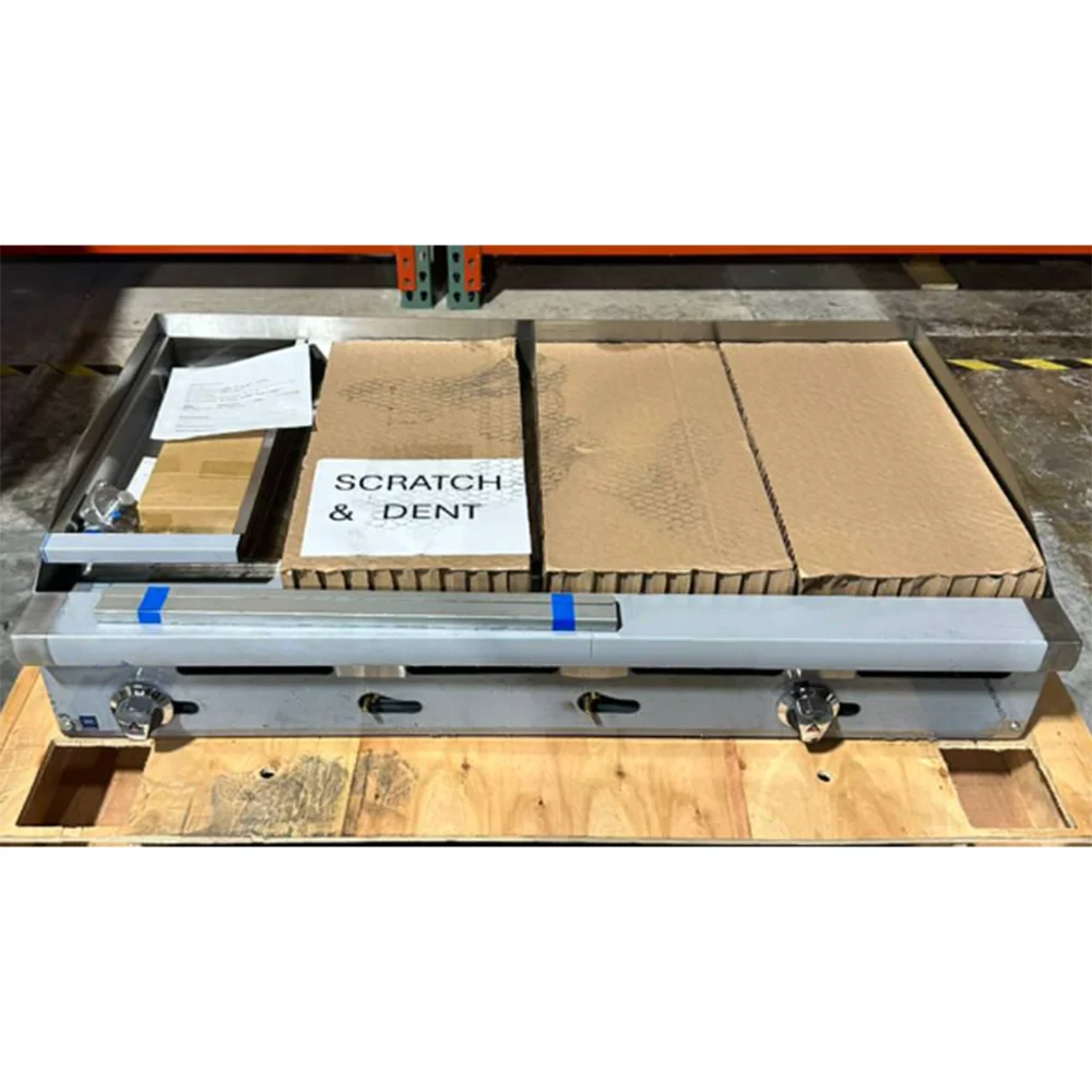 Used 48" Gas Griddle, 1/2" Plate, 4 Burners, 120000 BTU, Liquid Propane, 1 Year Warranty